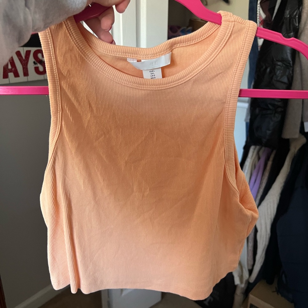 Peach Sleeveless Ribbed Top